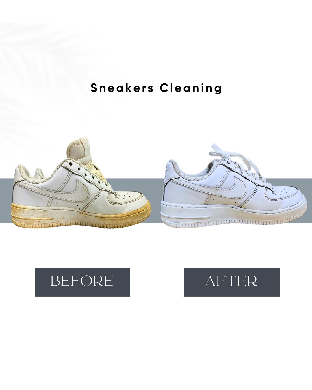 Before and after sneakers cleaning by Astoria Drycleaners