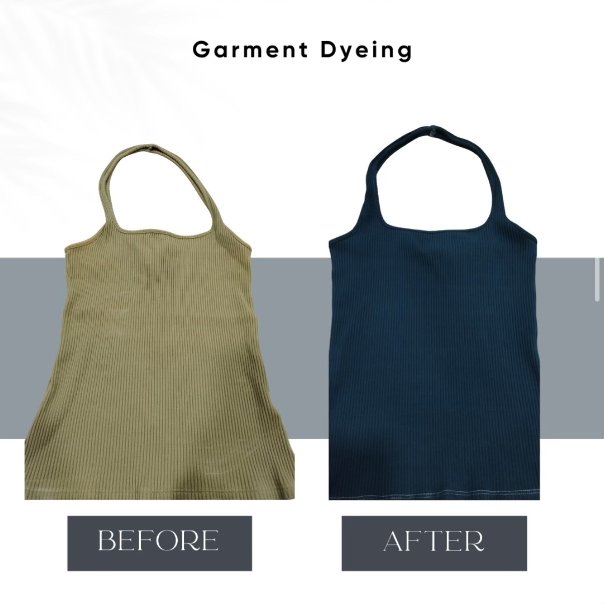 Before and after garment dyeing by Astoria Drycleaners